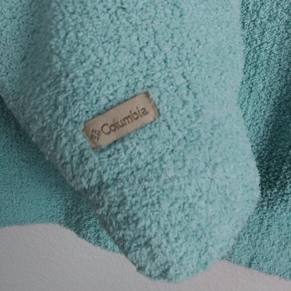 COLUMBIA SPORTSWEAR aqua chunky knit fluffy soft hoodie zip sweater sz.L - Picture 5 of 9